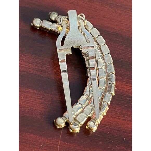 VTG Rhinestone Hair Clip Crescent Moon Clip On Earring Bling Whimsigoth - Picture 7 of 9